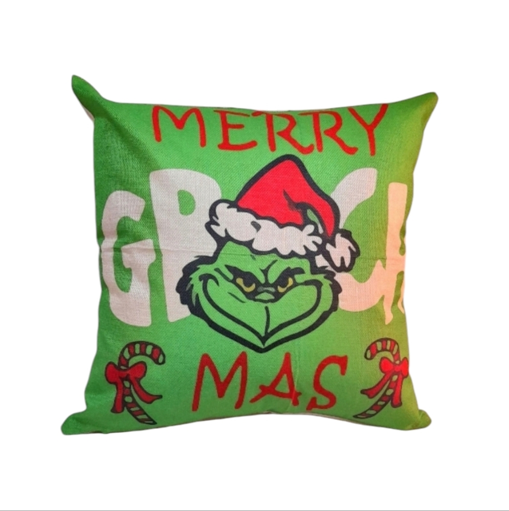 New 💚 GRINCHMAS 🖤❤️ Decorative Pillow Case + Insert